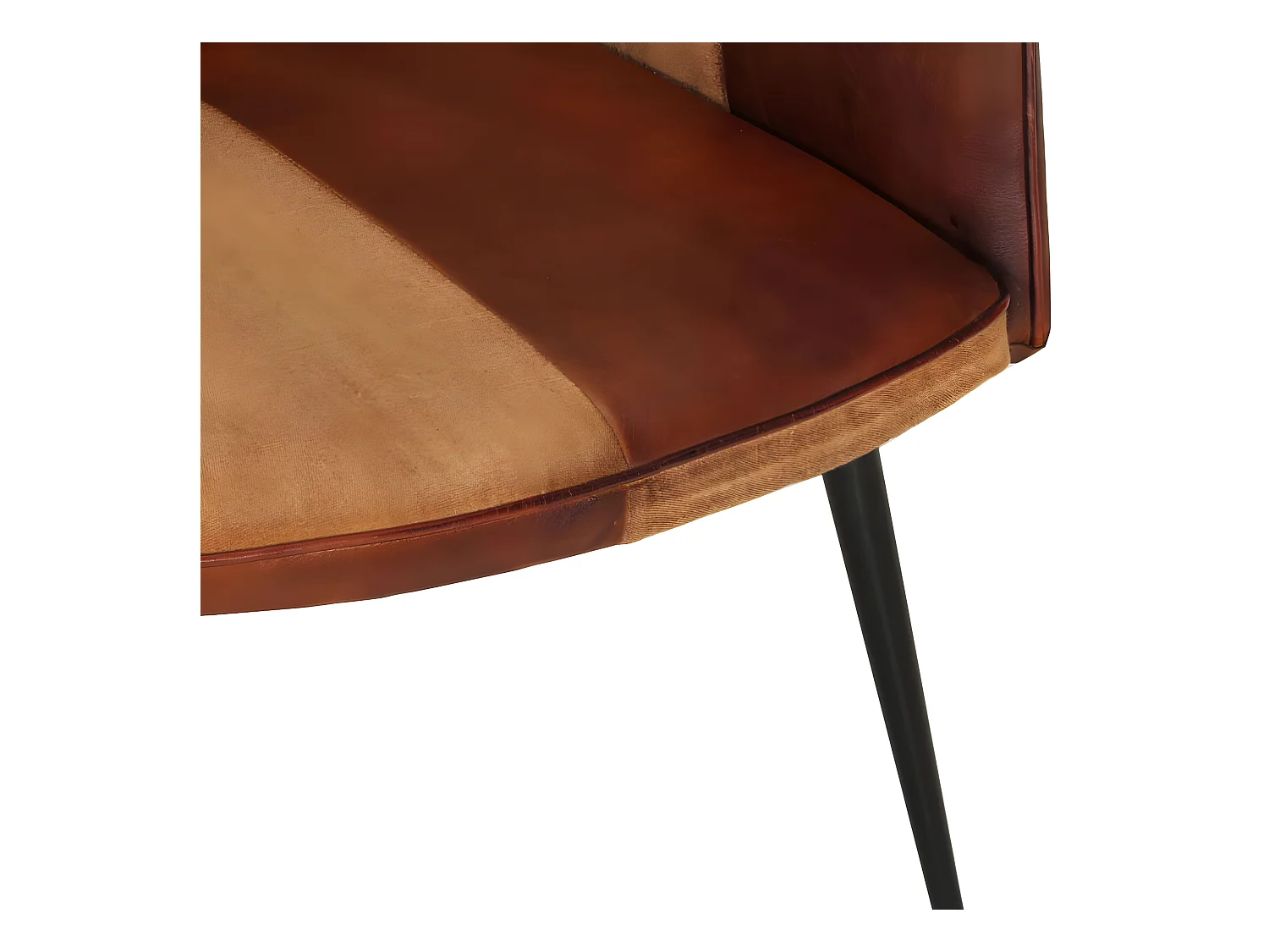 Fauteuil met voetsteun Bruin Echt leer en canvas