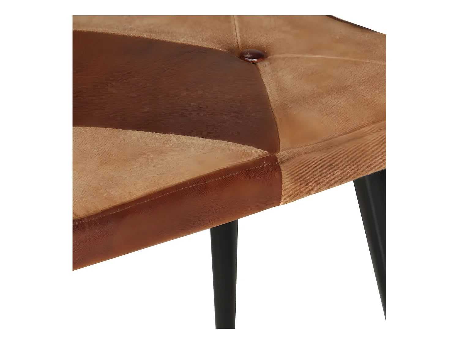 Fauteuil met voetsteun Bruin Echt leer en canvas