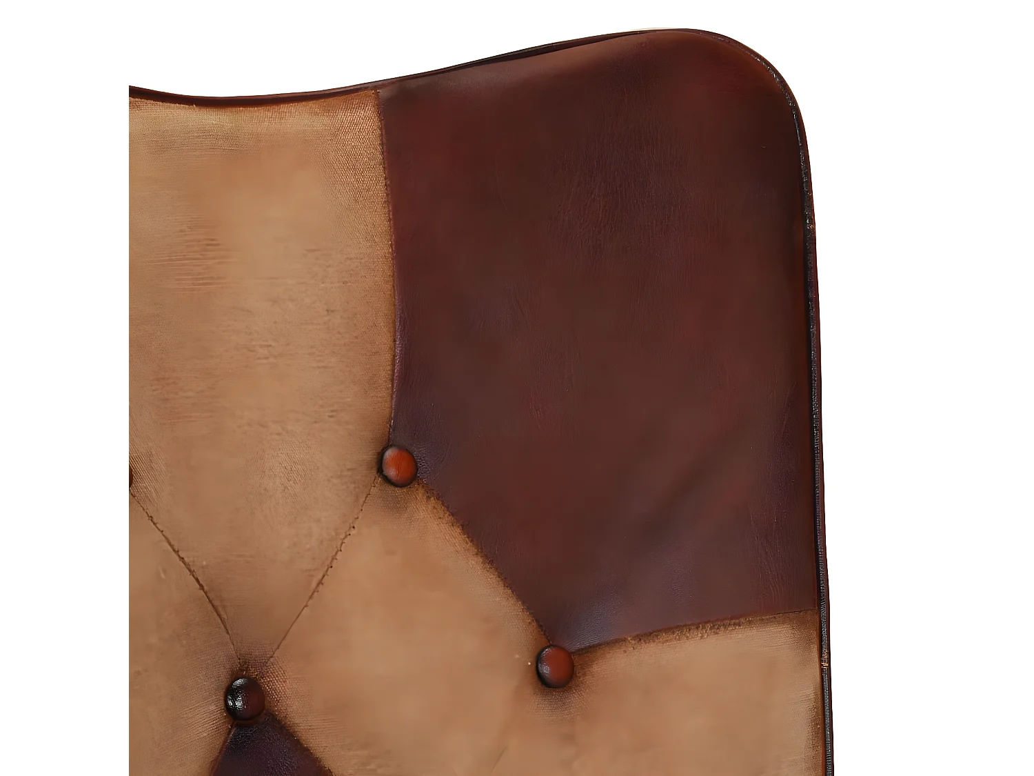 Fauteuil met voetsteun Bruin Echt leer en canvas