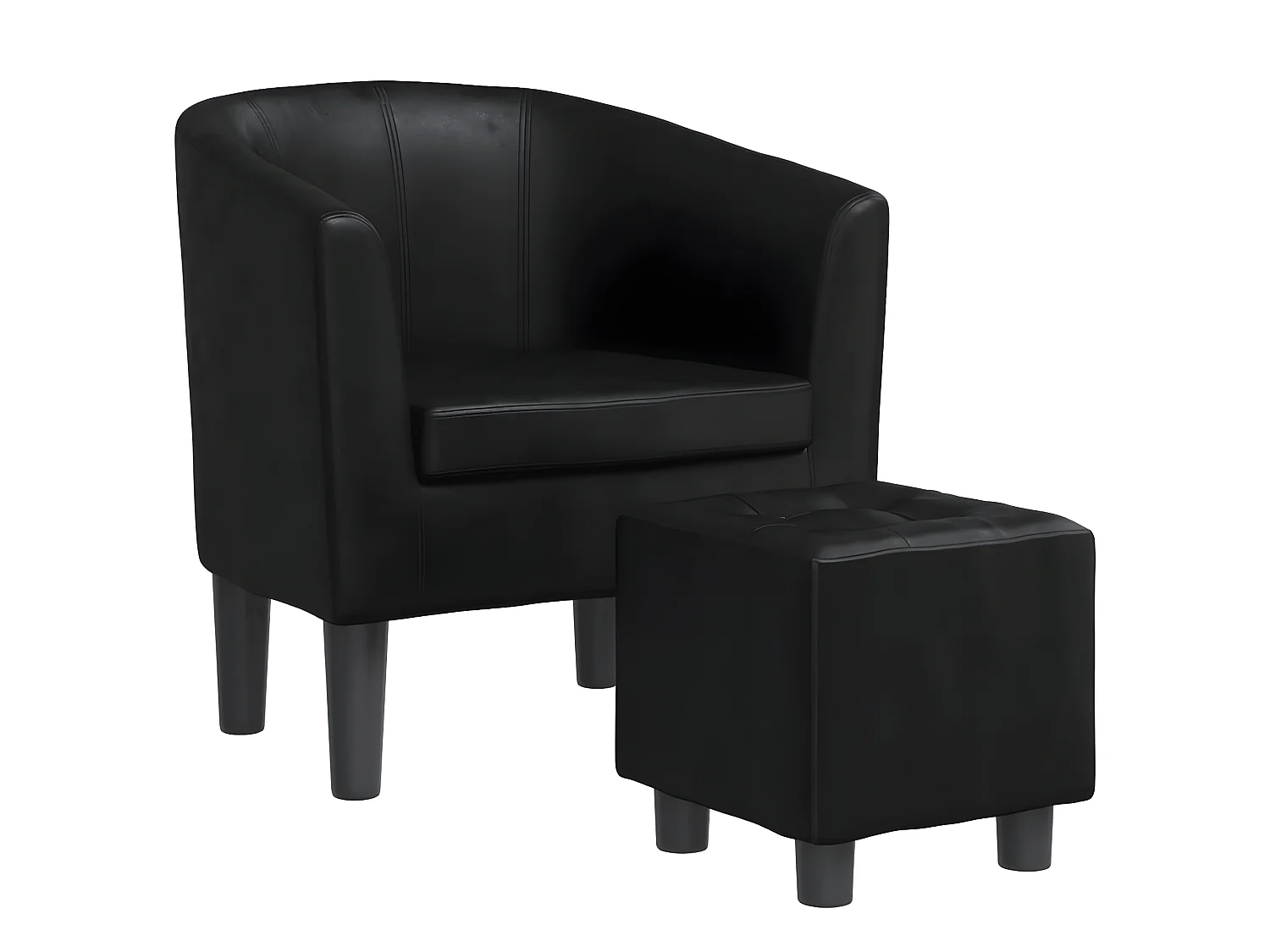 Fauteuil cabriolet avec repose-pied noir similicuir