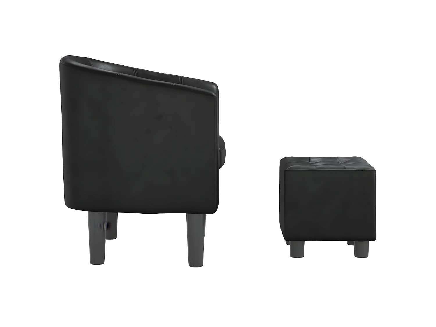 Fauteuil cabriolet avec repose-pied noir similicuir