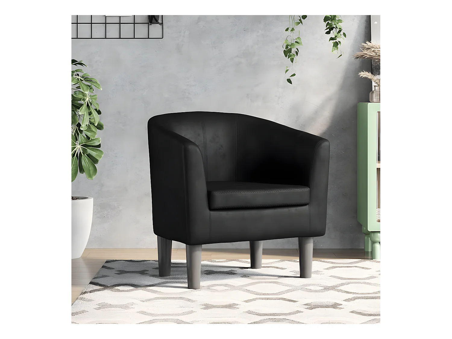 Fauteuil cabriolet noir similicuir