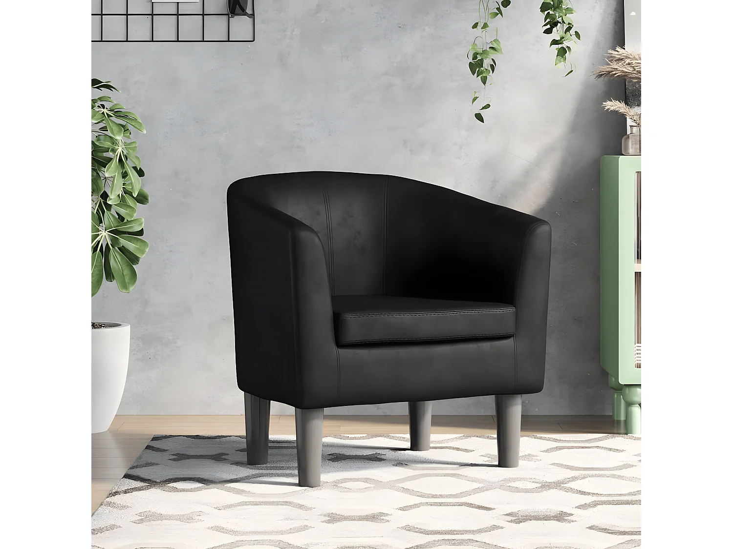 Fauteuil cabriolet noir similicuir