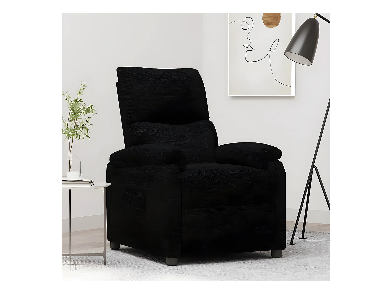 Silla reclinable de tela negra