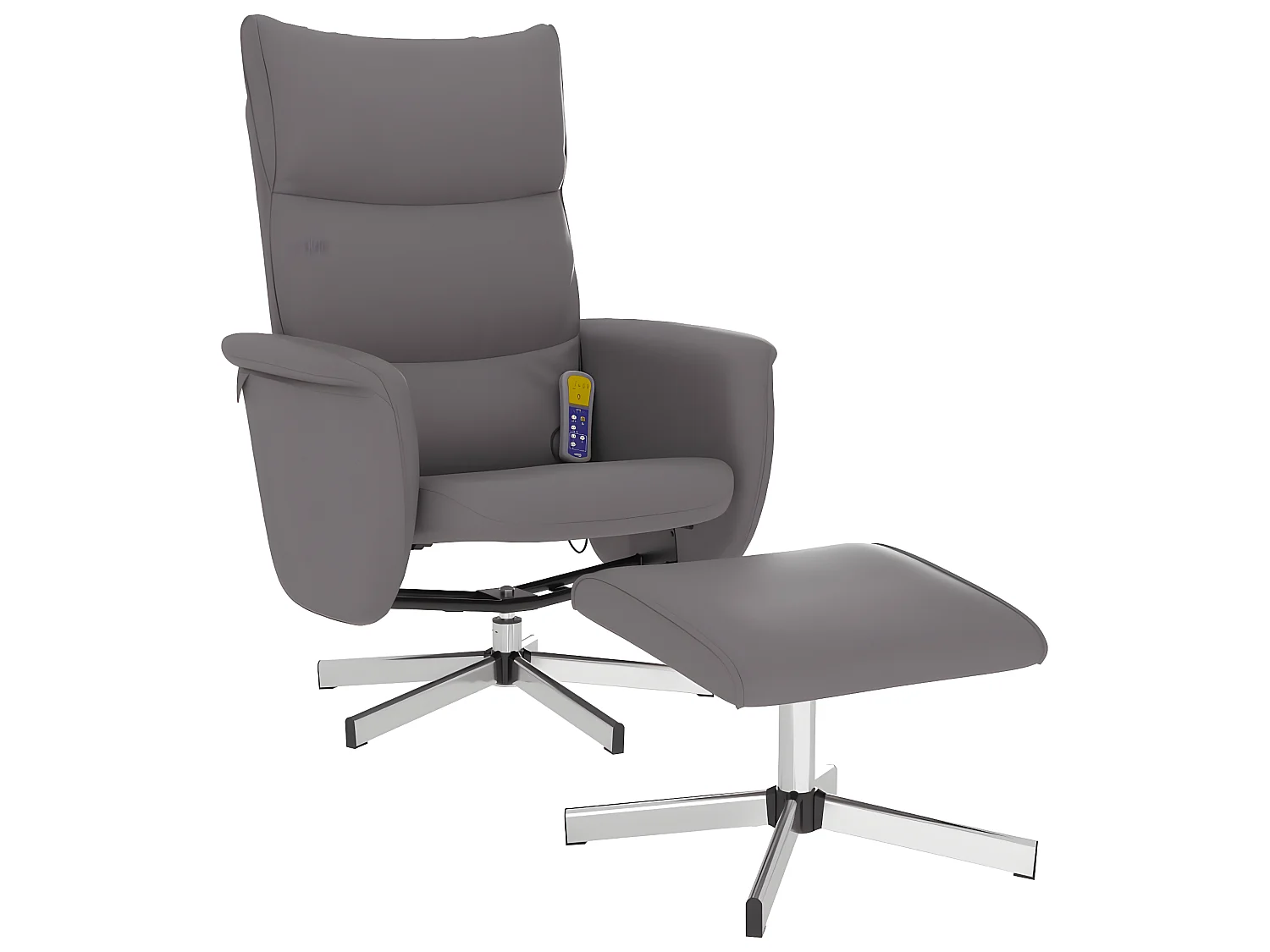 Fauteuil inclinable de massage avec repose-pied gris similicuir