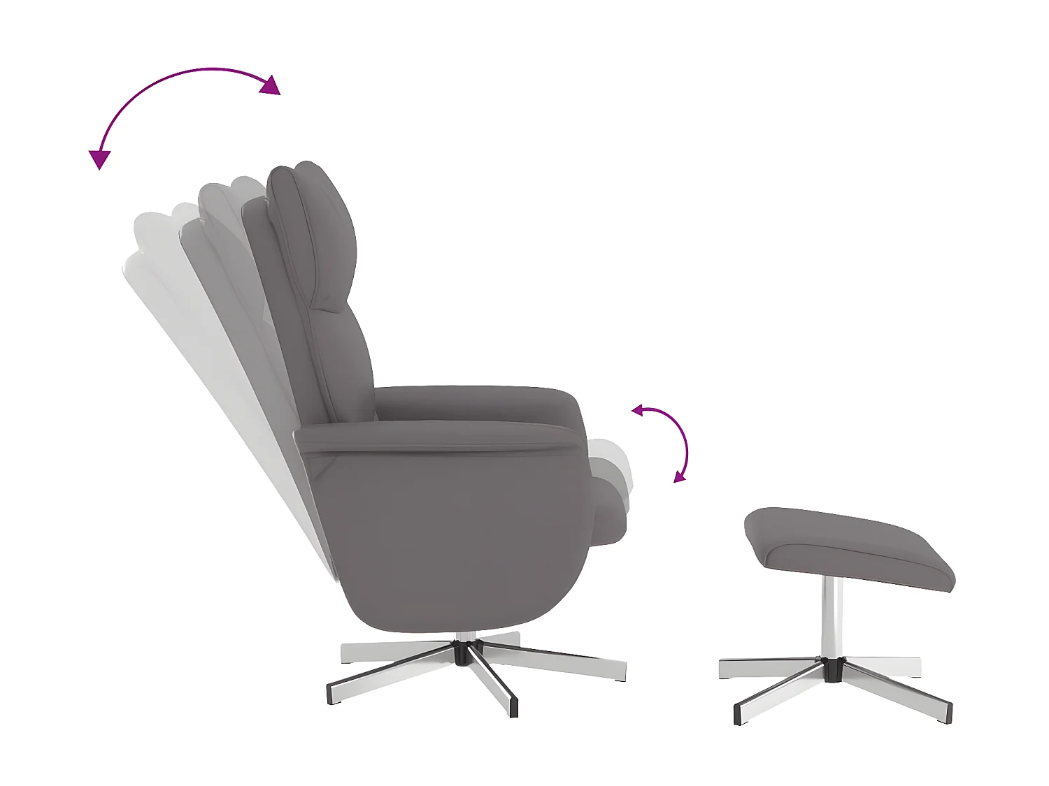 Fauteuil inclinable de massage avec repose-pied gris similicuir