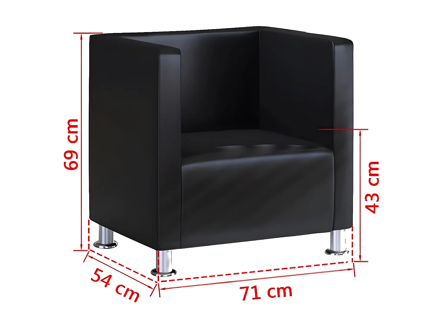 Fauteuil cube noir similicuir