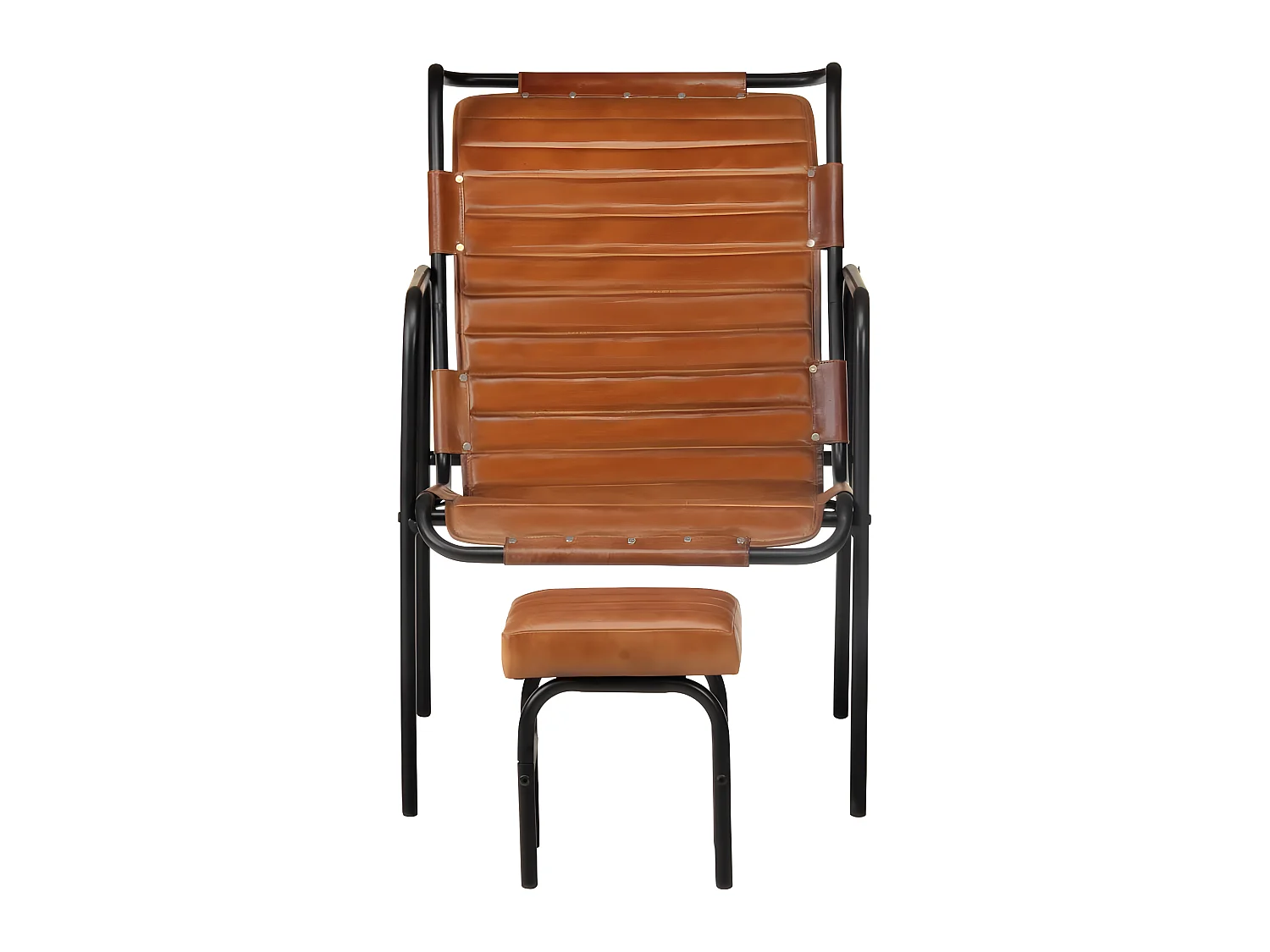Fauteuil de relaxation avec repose-pied Marron Cuir véritable
