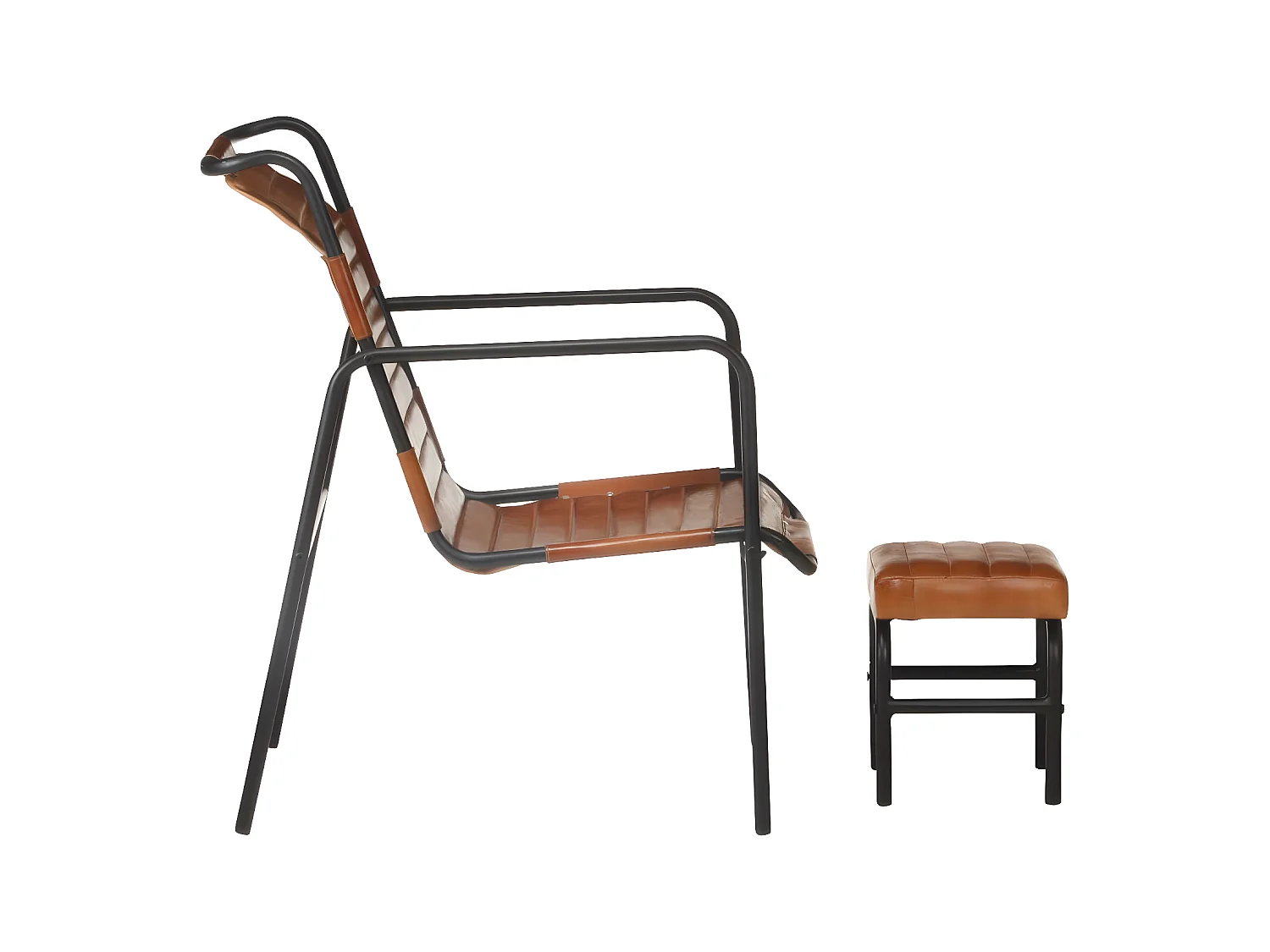 Fauteuil de relaxation avec repose-pied Marron Cuir véritable
