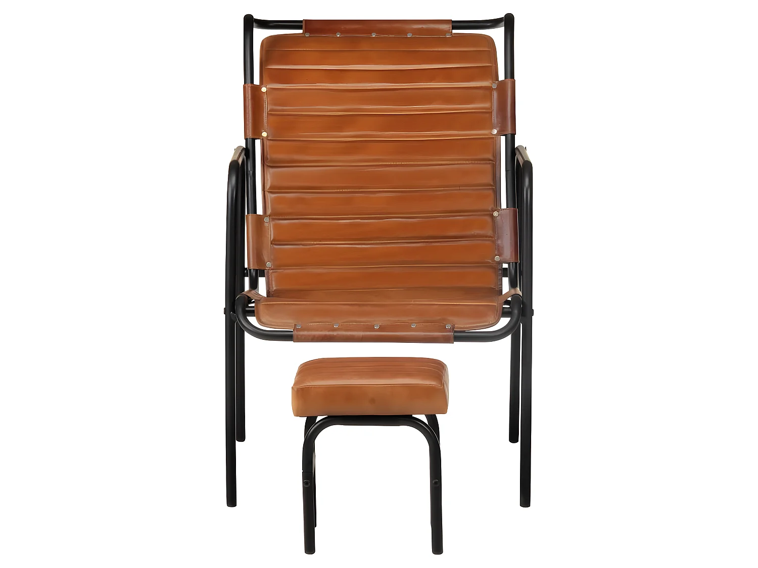 Fauteuil de relaxation avec repose-pied Marron Cuir véritable