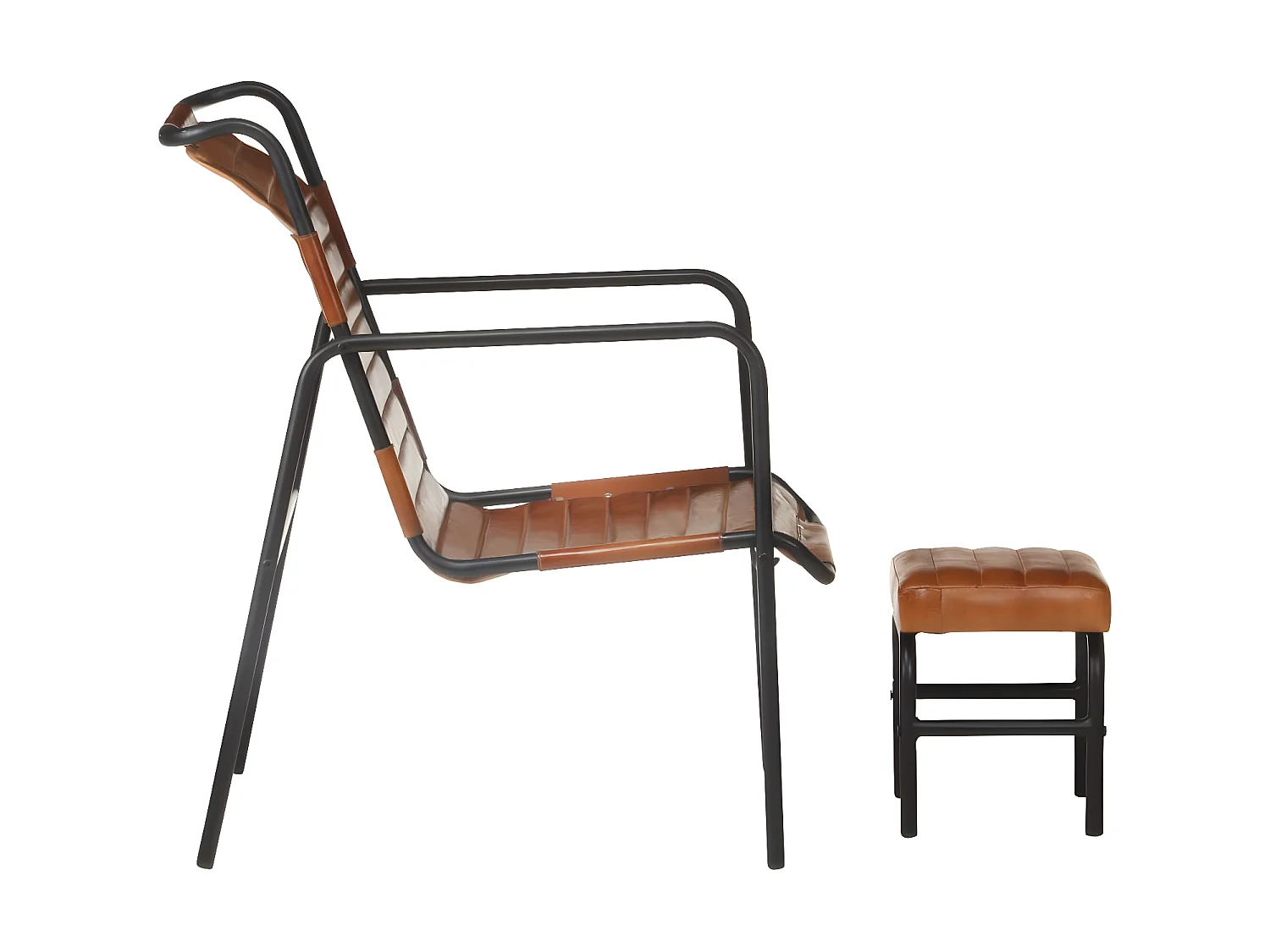 Fauteuil de relaxation avec repose-pied Marron Cuir véritable