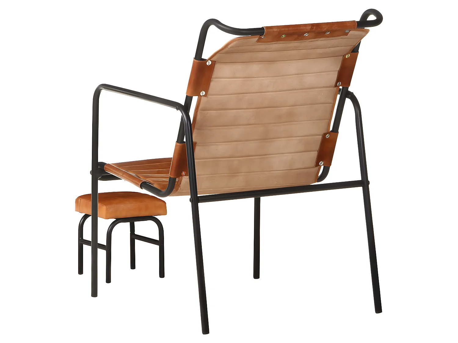 Fauteuil de relaxation avec repose-pied Marron Cuir véritable