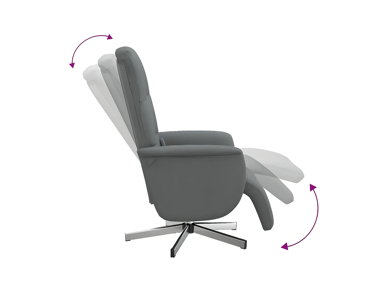 Fauteuil inclinable de massage et repose-pieds gris foncé tissu