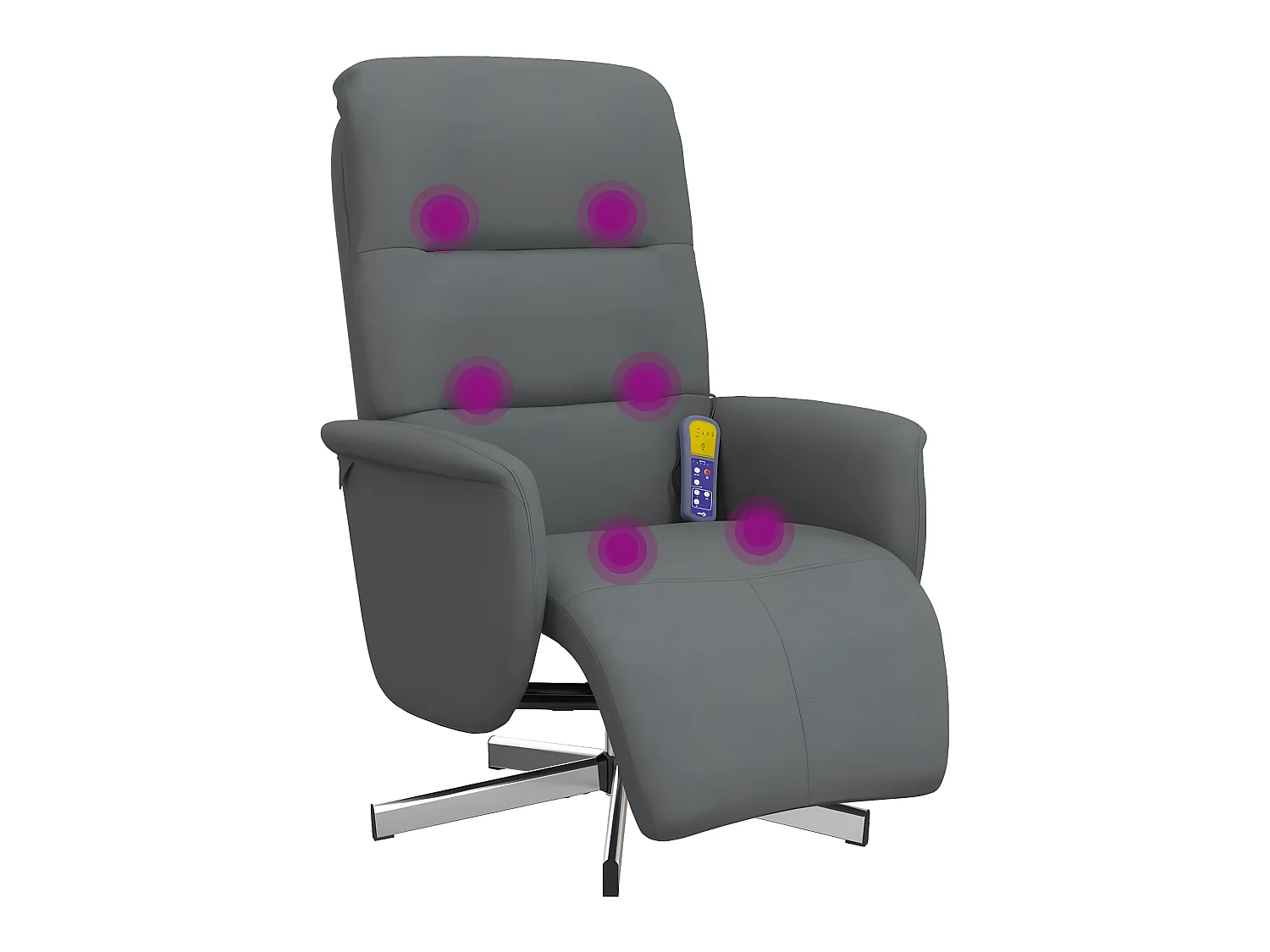 Fauteuil inclinable de massage et repose-pieds gris foncé tissu