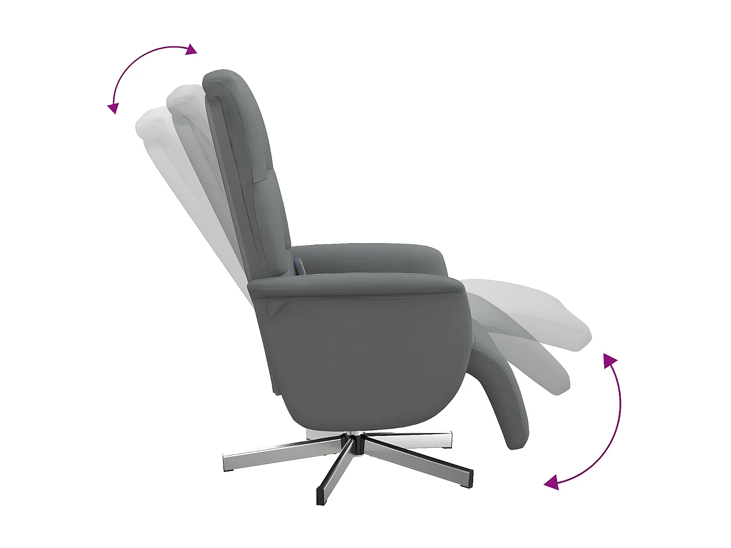 Fauteuil inclinable de massage et repose-pieds gris foncé tissu