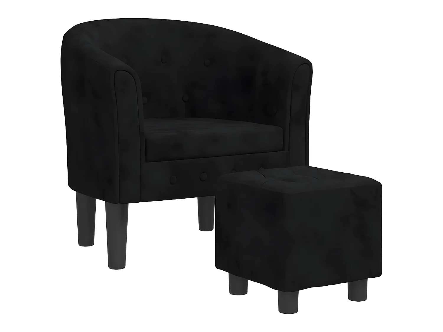 Sillón convertible con reposapiés de terciopelo negro.