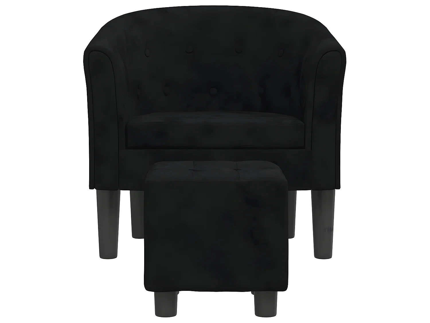 Sillón convertible con reposapiés de terciopelo negro.