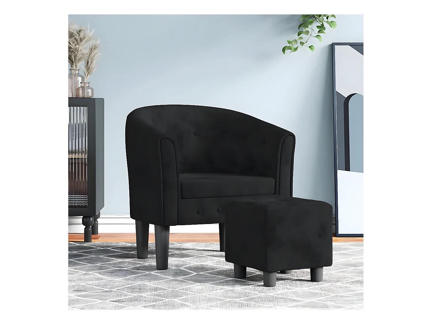Fauteuil cabriolet avec repose-pied noir velours
