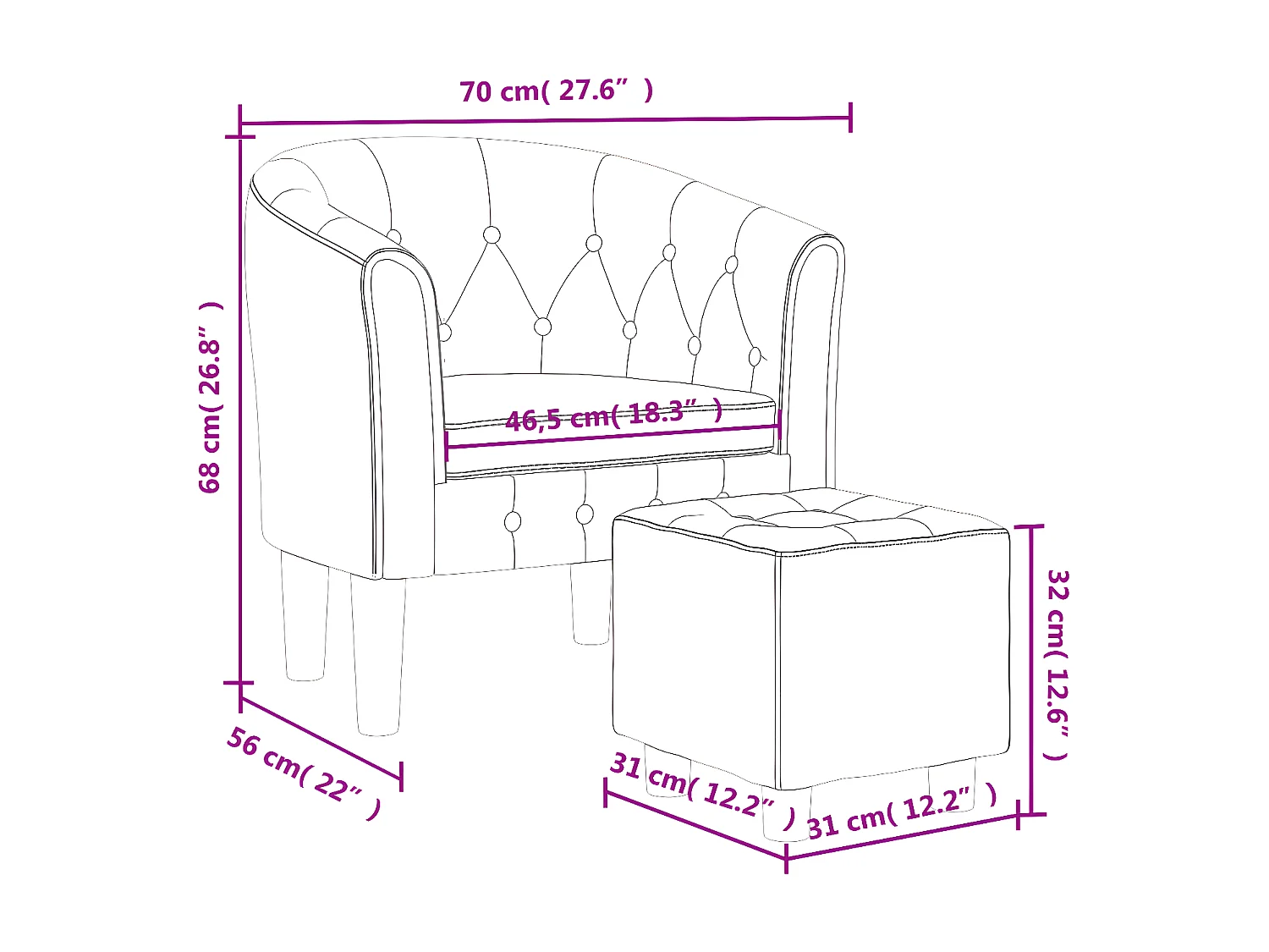 Fauteuil cabriolet avec repose-pied noir velours