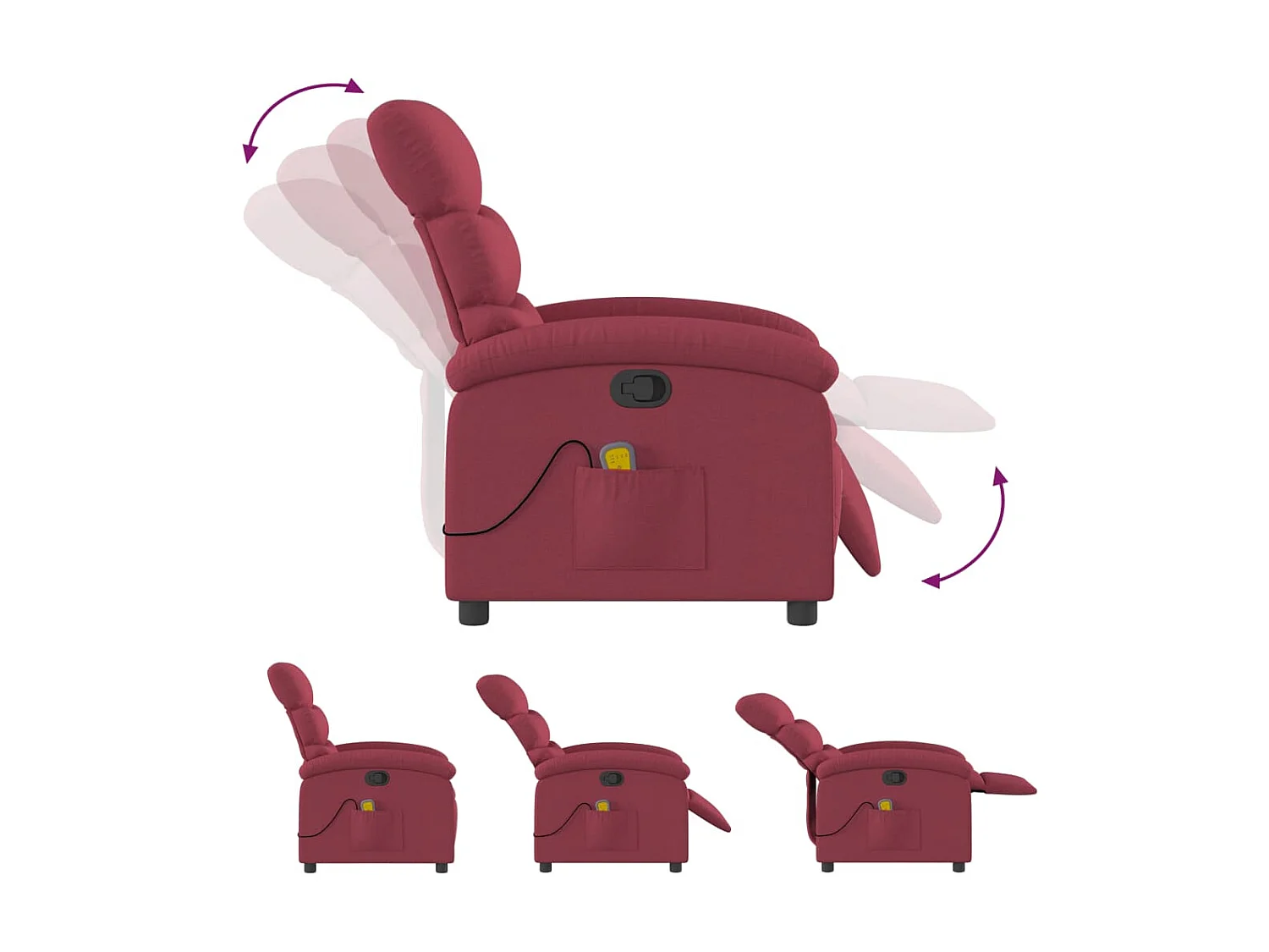 Poltrona massaggiante reclinabile Tessuto rosso bordeaux