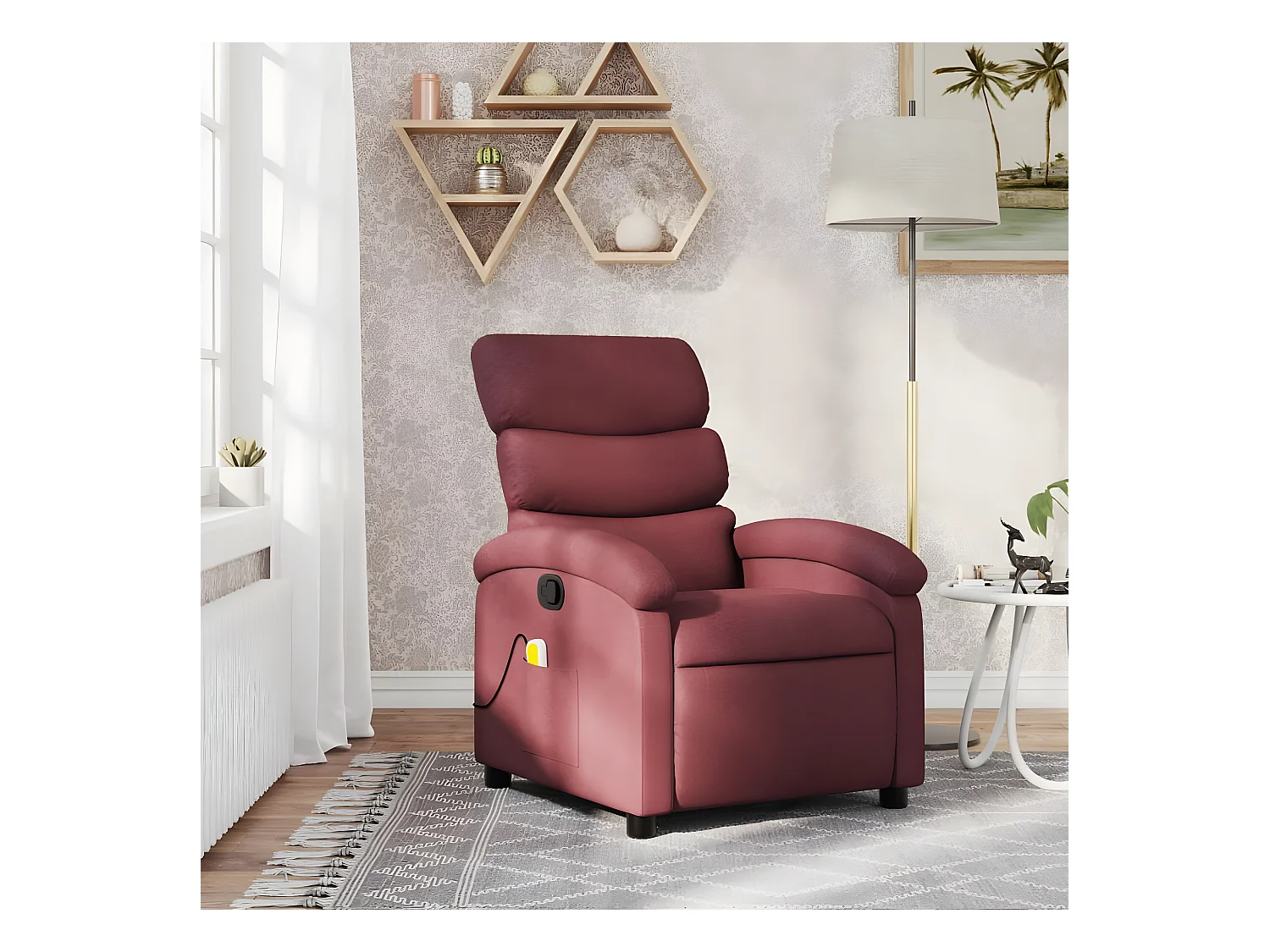 Sillón de masaje reclinable Tela rojo burdeos