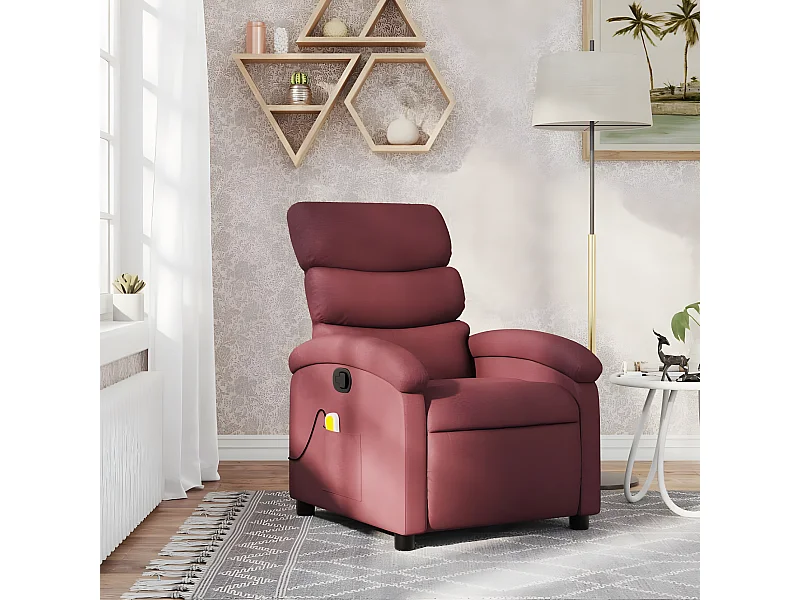 Sillón de masaje reclinable Tela rojo burdeos