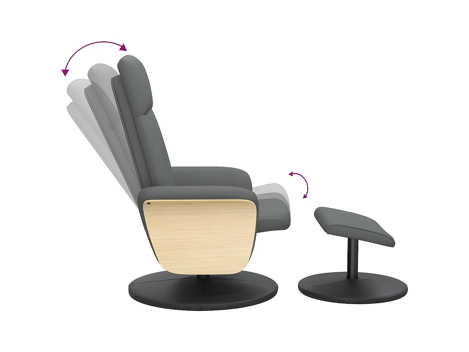 Fauteuil inclinable avec repose-pied gris foncé tissu