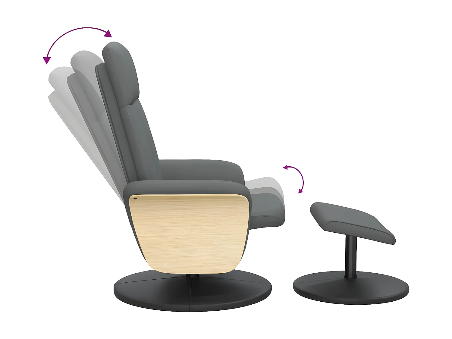 Fauteuil inclinable avec repose-pied gris foncé tissu