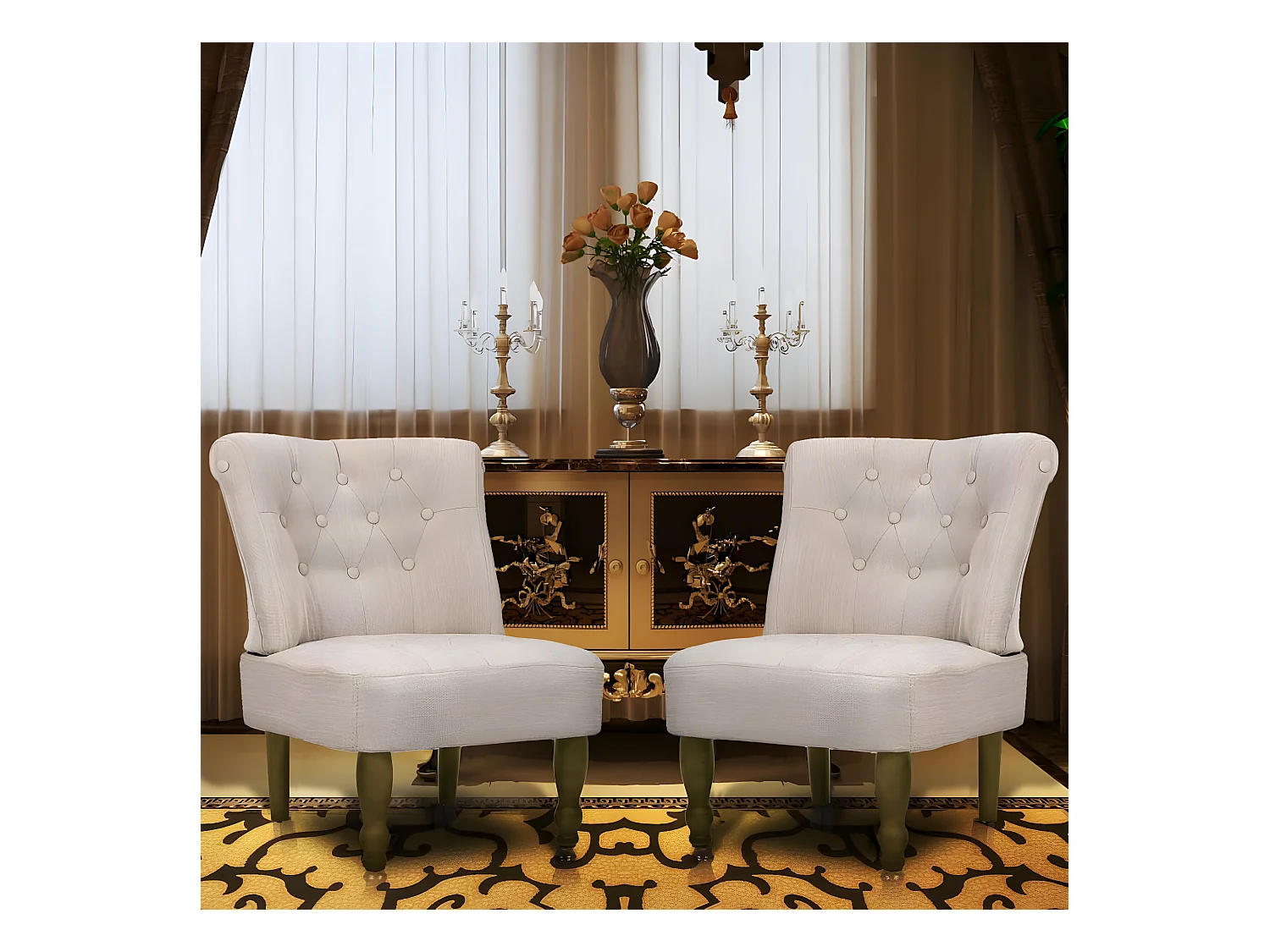 Chaises en style fran?ais lot de 2 crème tissu