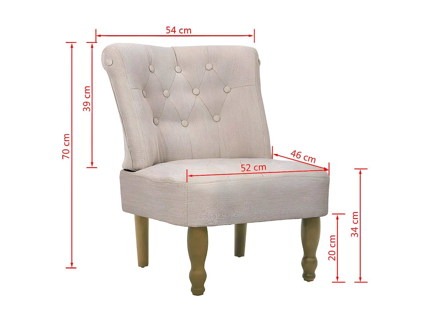 Set di 2 sedie in stile francese in tessuto color crema