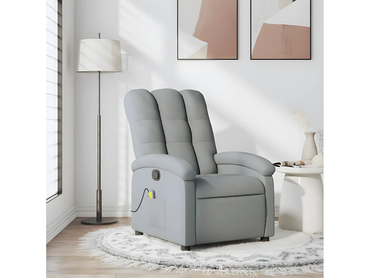 Sillón de masaje reclinable Tela gris claro