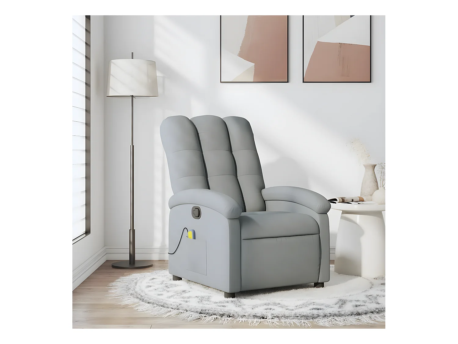 Fauteuil de massage inclinable Gris clair Tissu