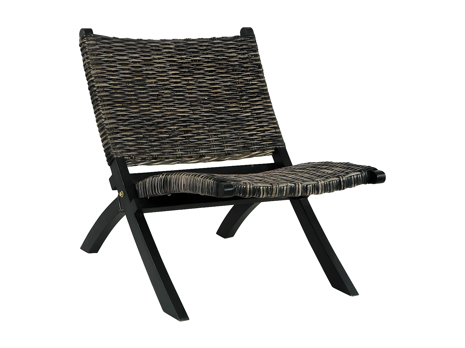 Poltrona relax Nera Kubu rattan naturale e legno di mogano