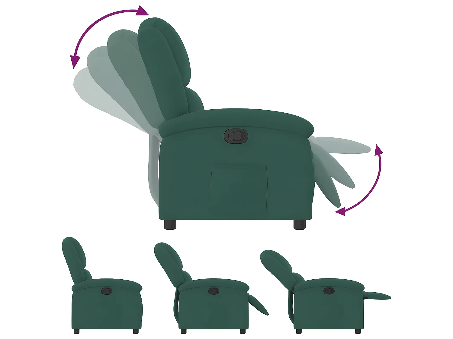 Fauteuil inclinable vert foncé velours