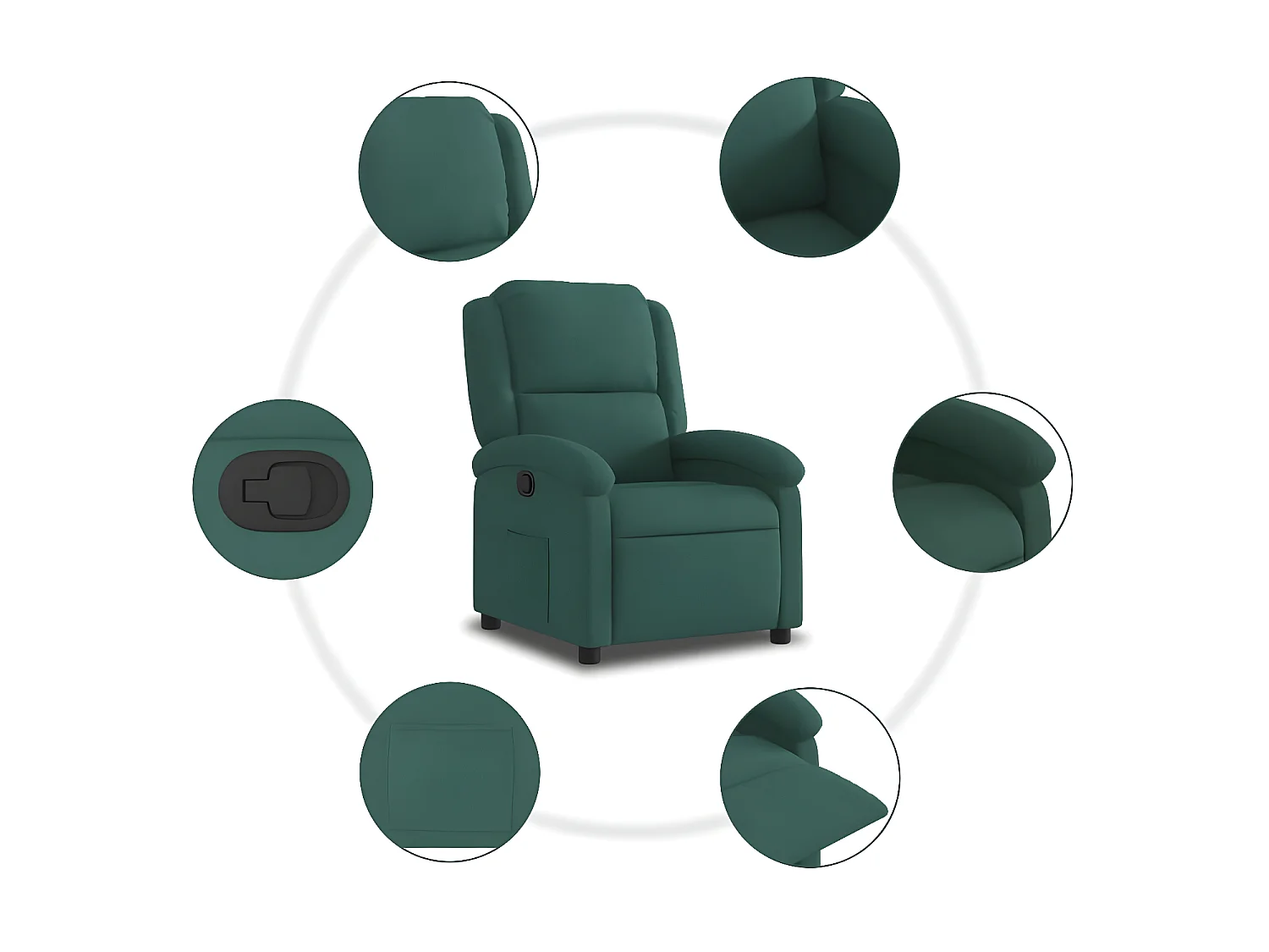 Fauteuil inclinable vert foncé velours