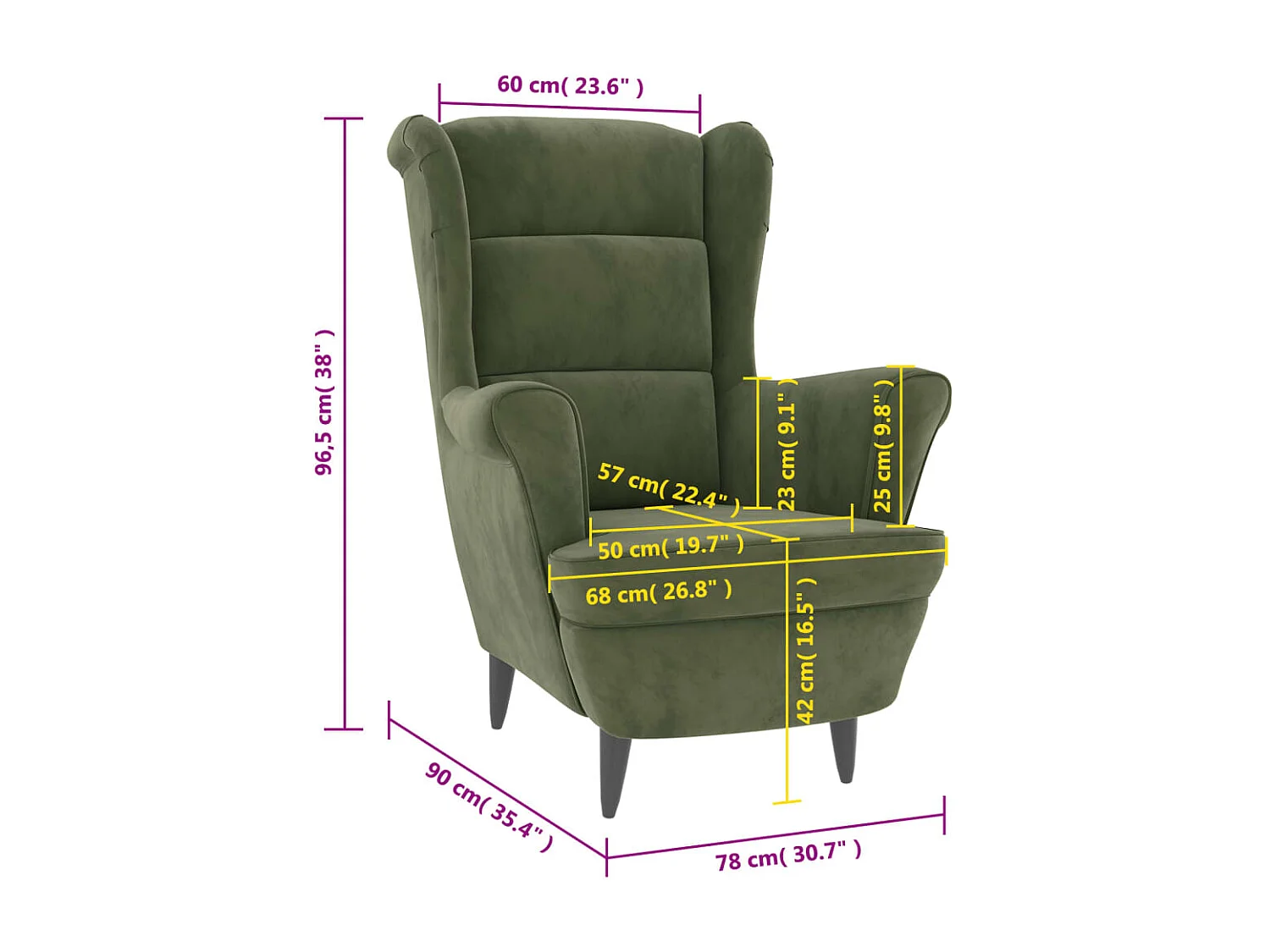 Fauteuil vert clair velours
