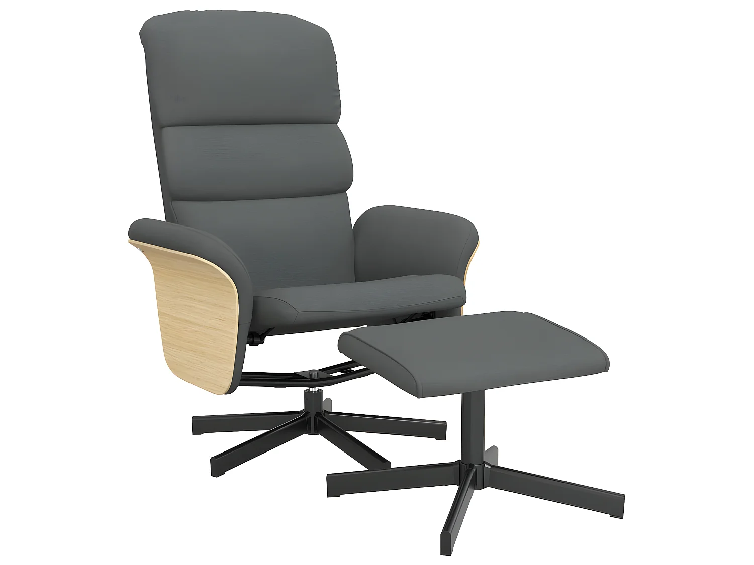 Fauteuil inclinable avec repose-pied gris foncé tissu