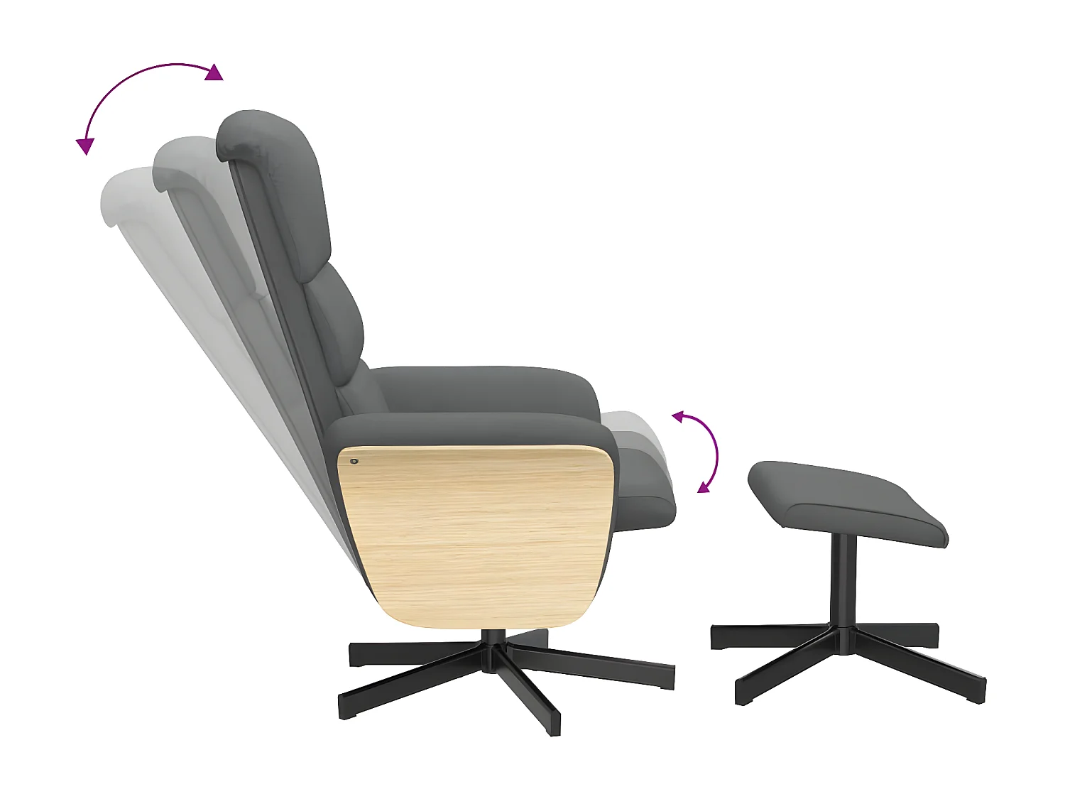 Fauteuil inclinable avec repose-pied gris foncé tissu