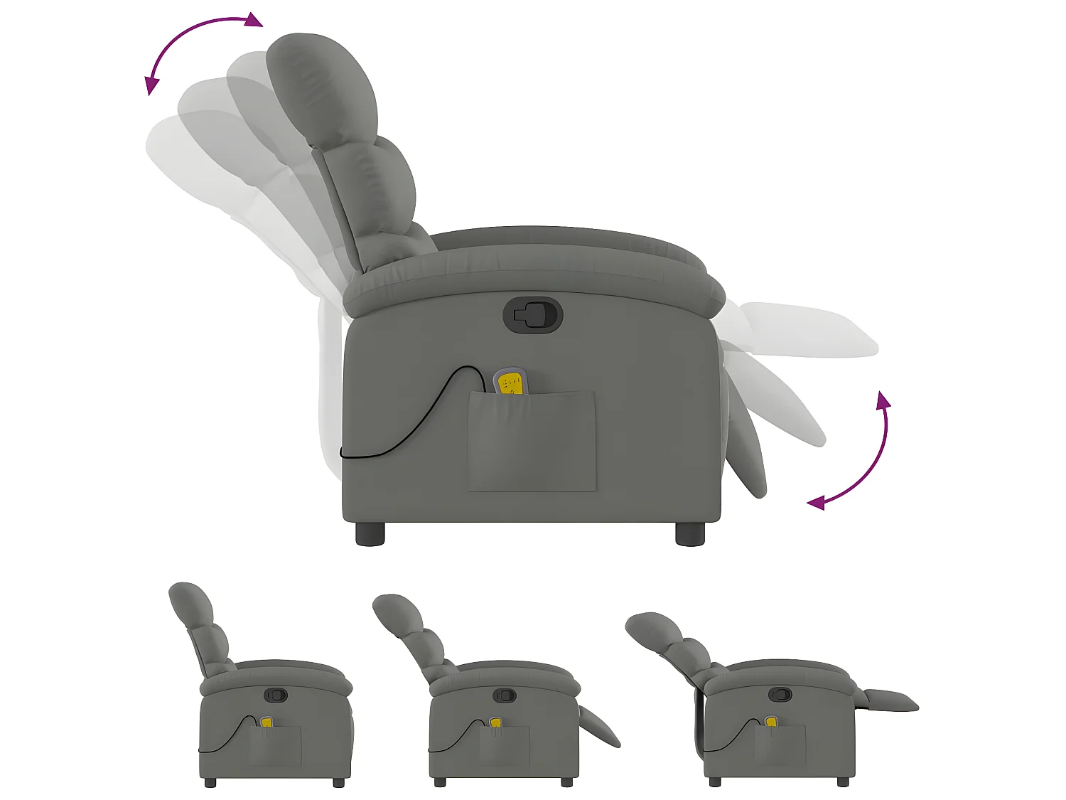 Poltrona massaggiante reclinabile Tessuto grigio scuro