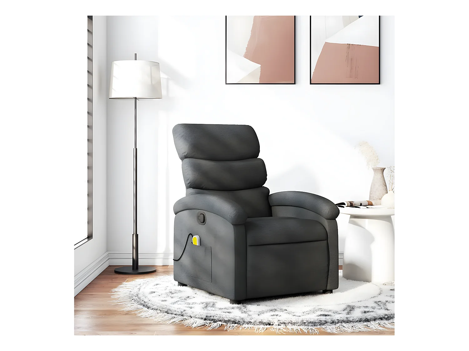 Fauteuil de massage inclinable Gris foncé Tissu