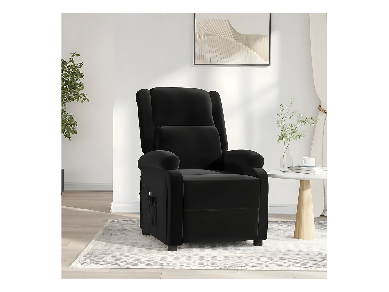 Poltrona reclinabile elettrica in velluto nero