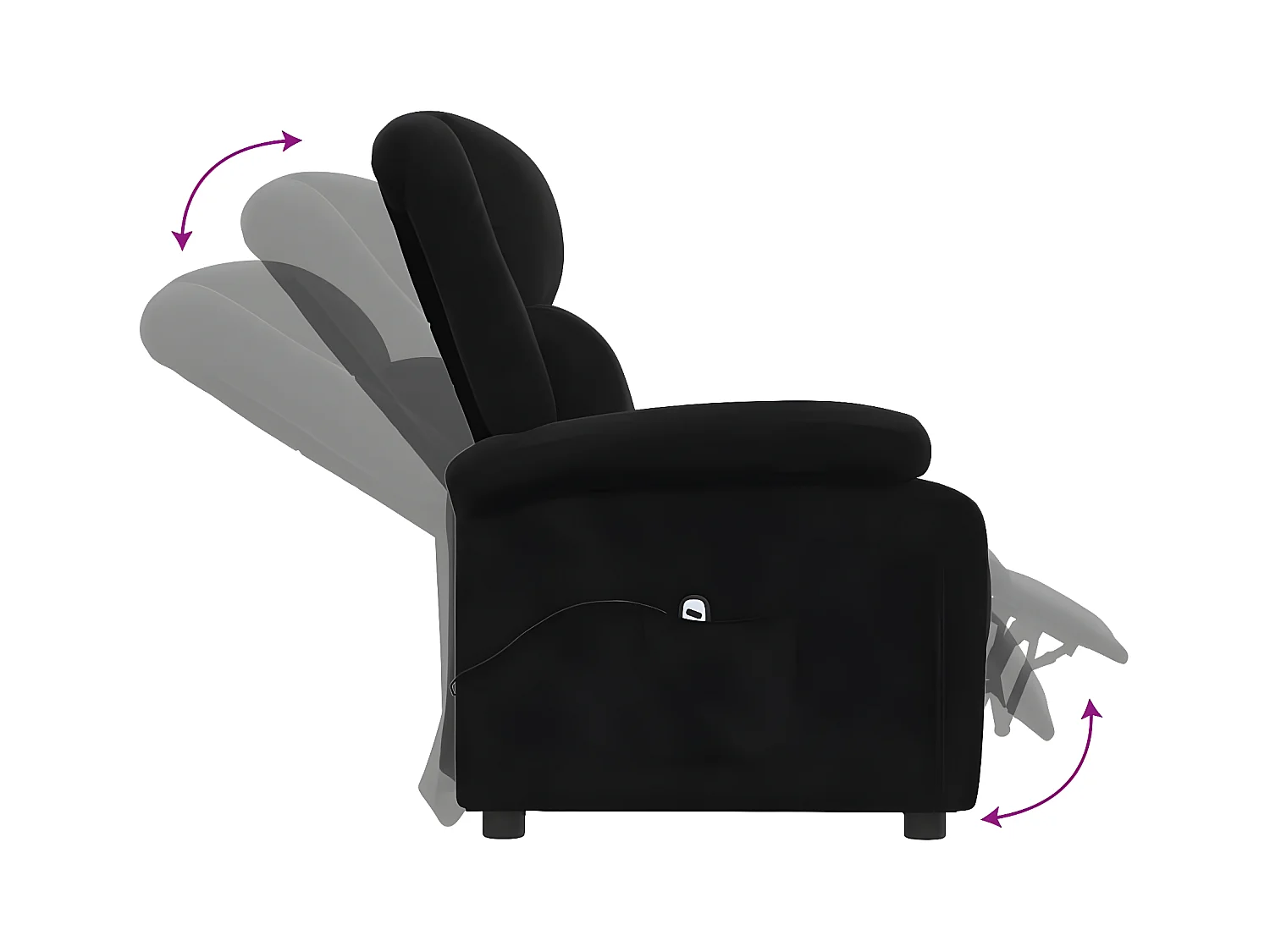 Fauteuil inclinable électrique noir velours