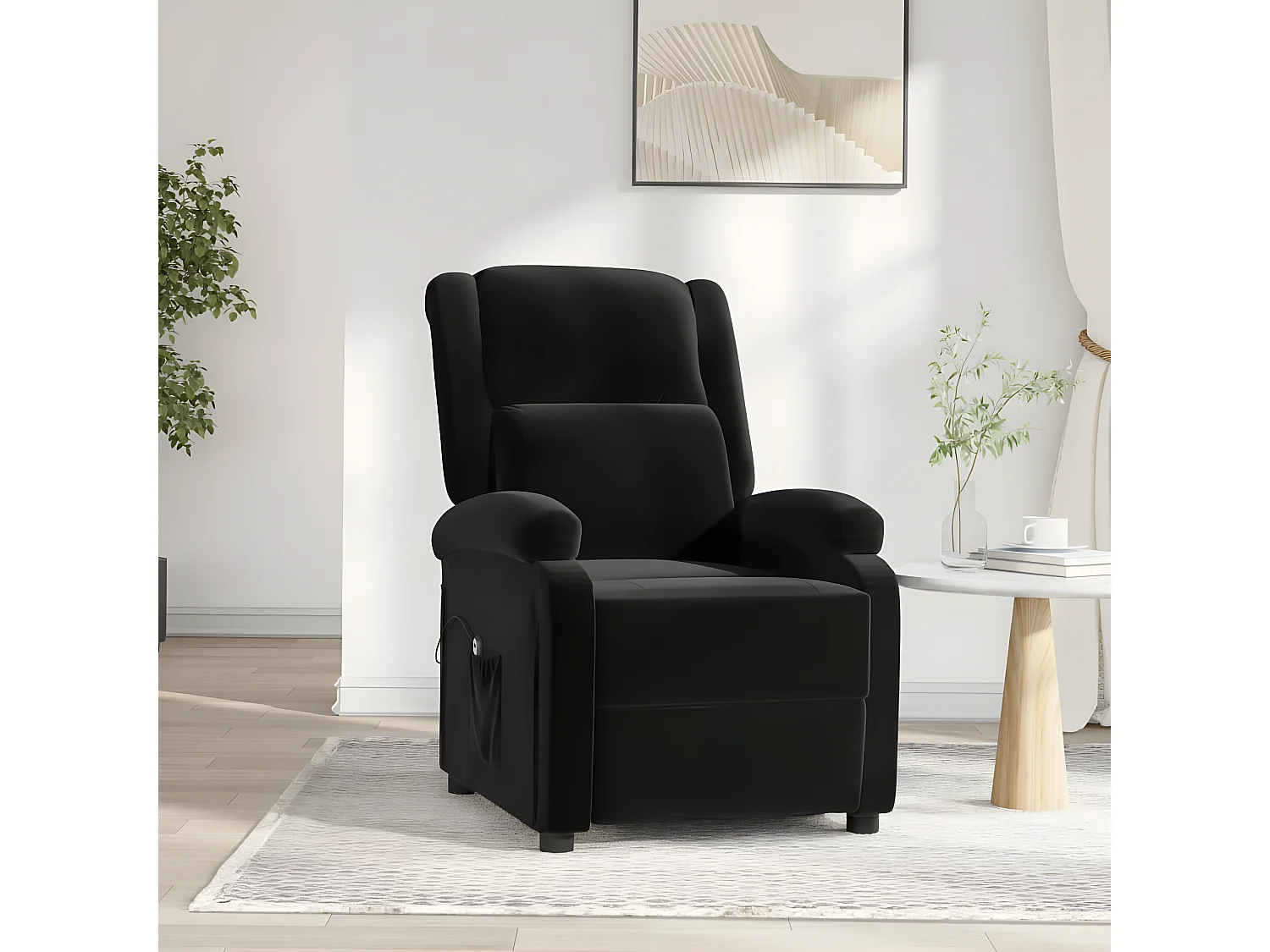 Silla reclinable eléctrica de terciopelo negro