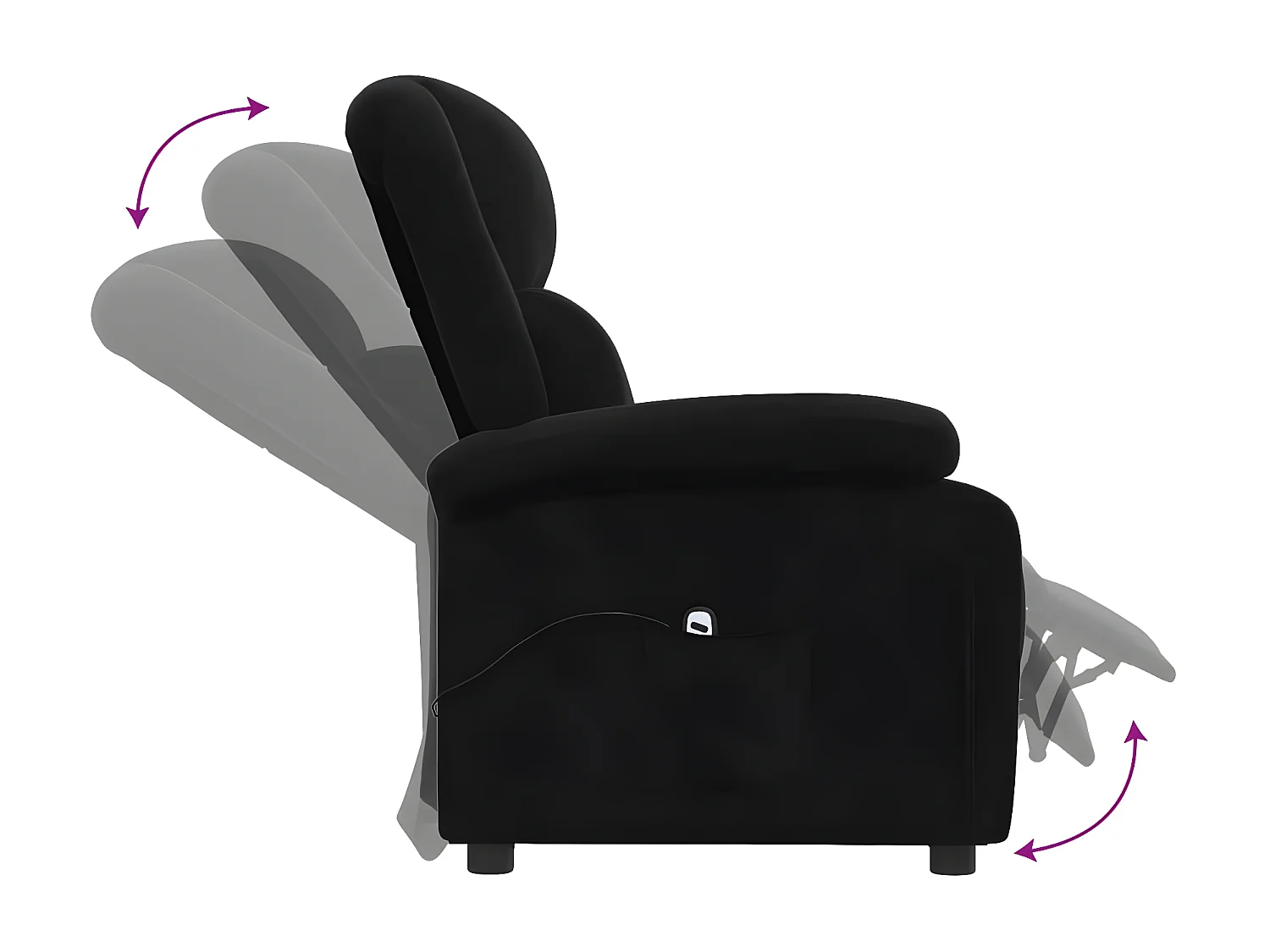 Silla reclinable eléctrica de terciopelo negro