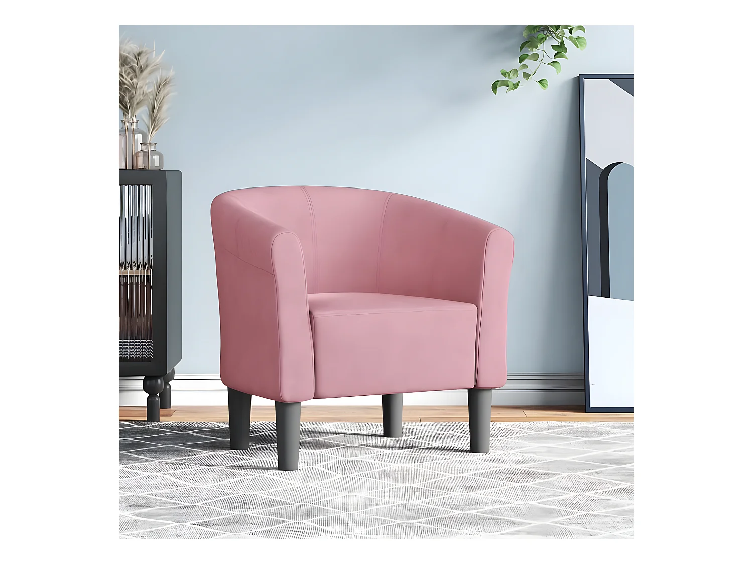 Fauteuil cabriolet rose velours