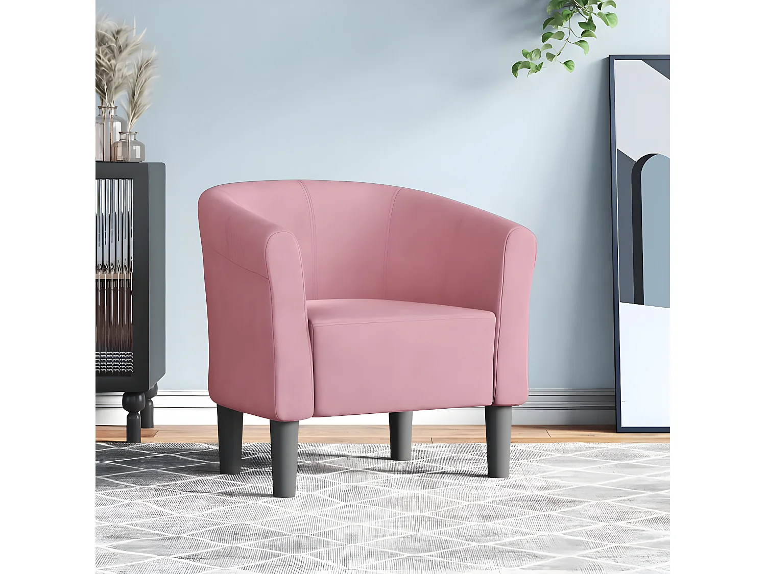 Fauteuil cabriolet rose velours