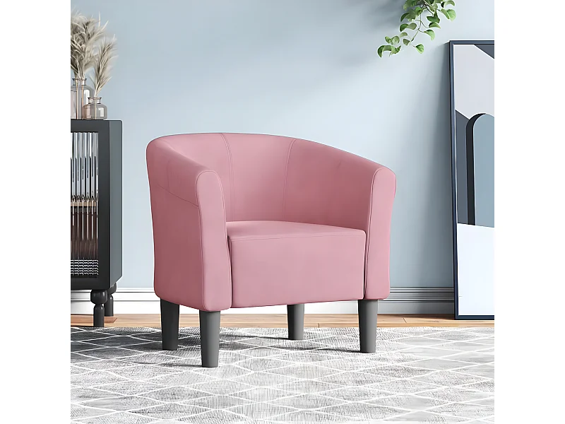 Fauteuil cabriolet rose velours