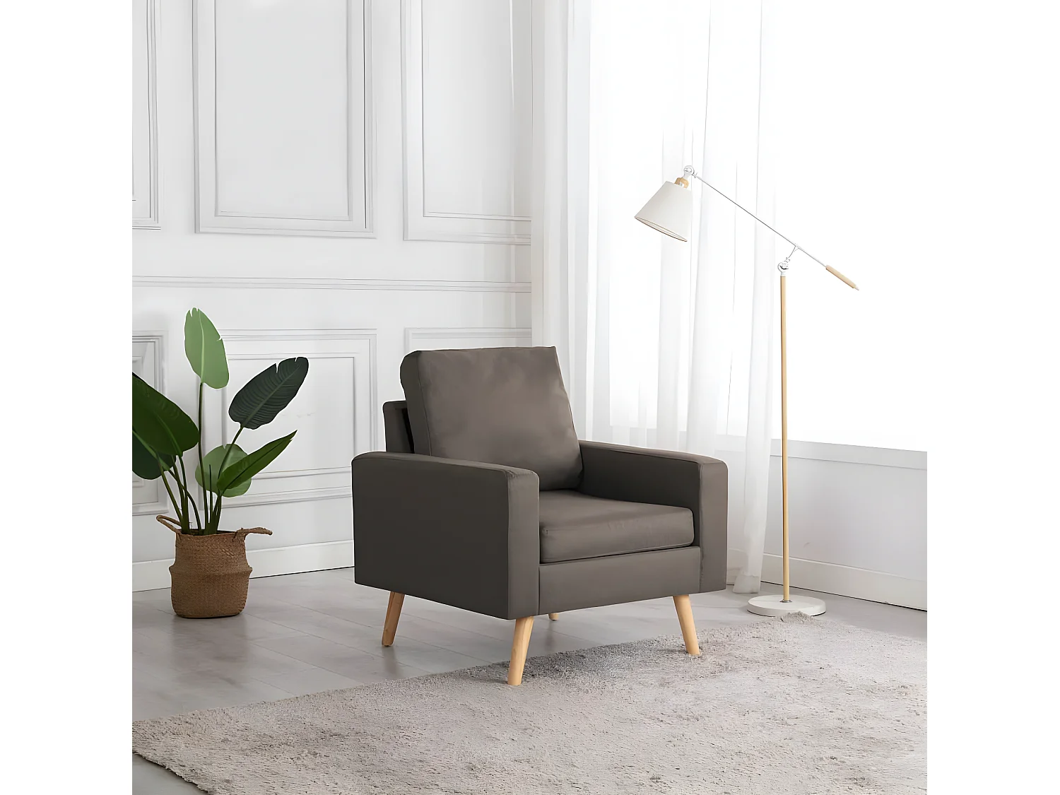 Fauteuil Taupe Tissu