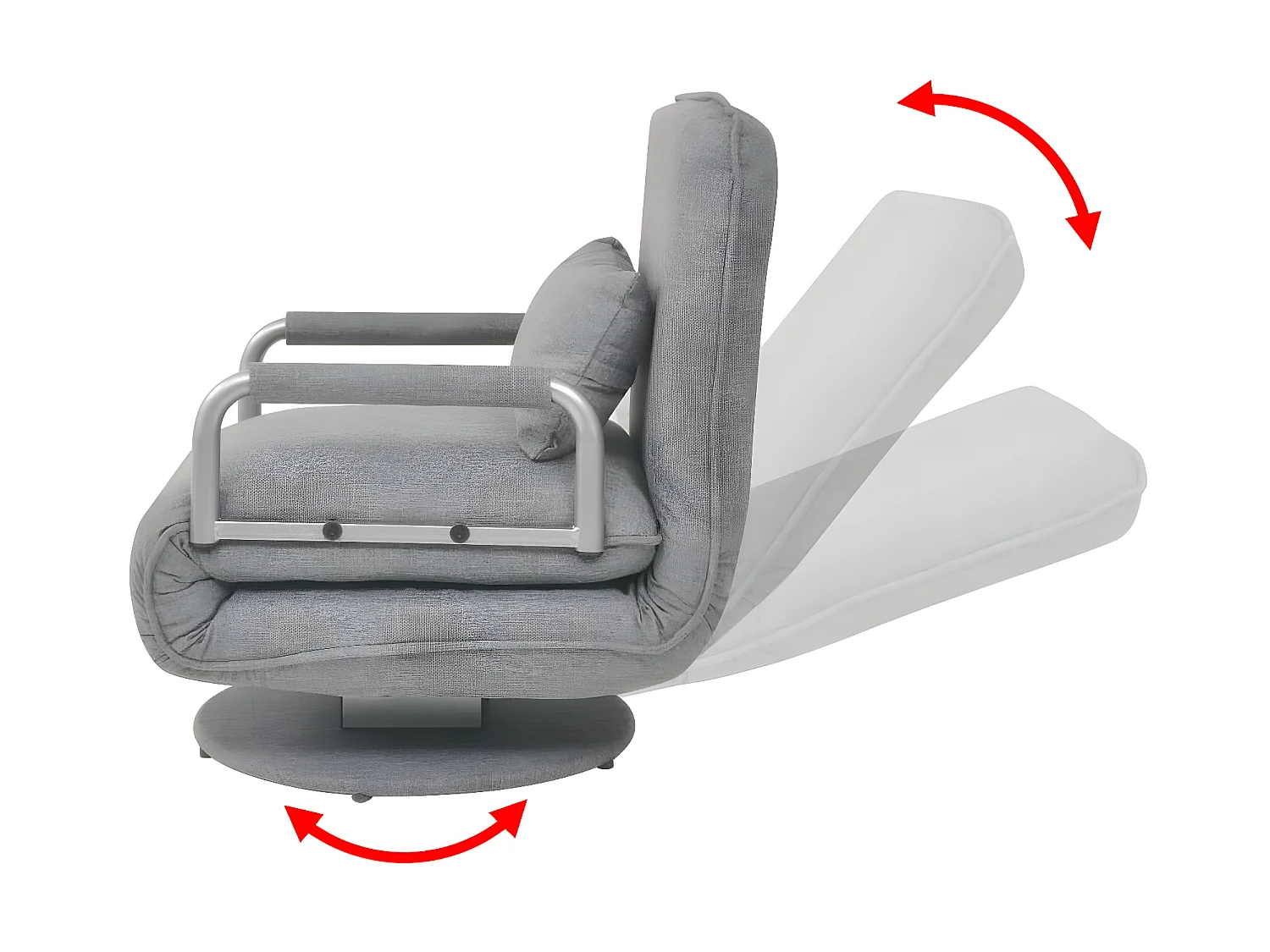 Sillón giratorio y sofá cama Tela gris claro