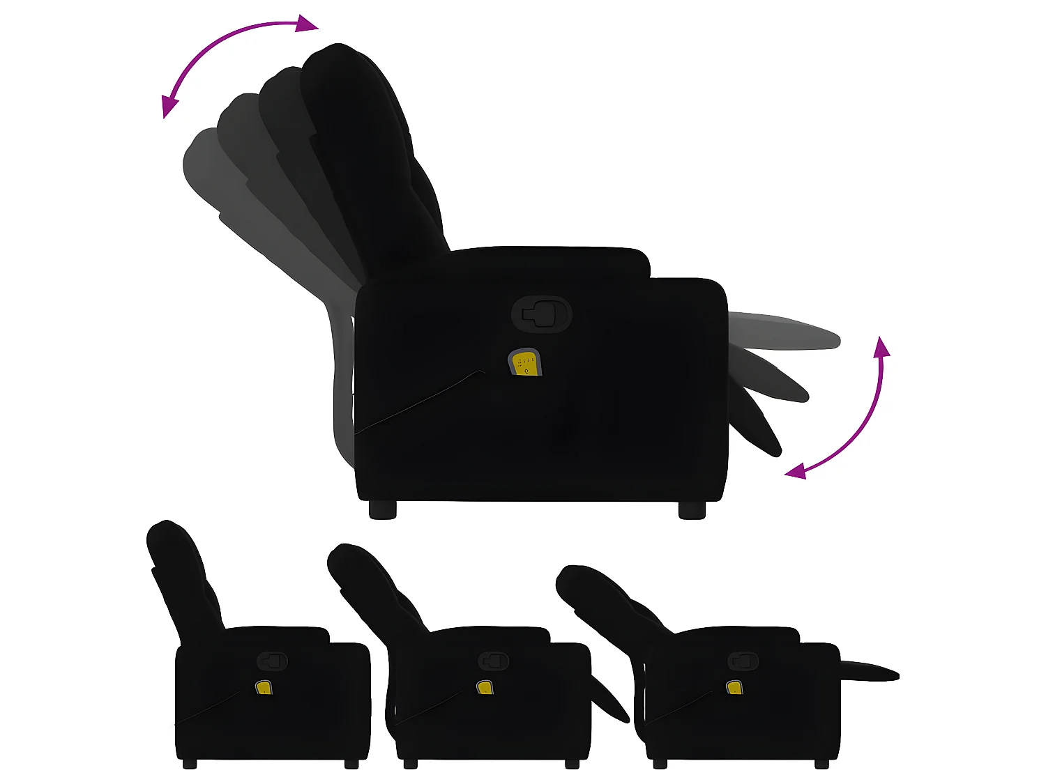 Sillón de masaje reclinable Tela negra